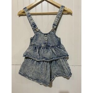 Vintage Washed Denim Overall‎ Dress Size 6 (d876)